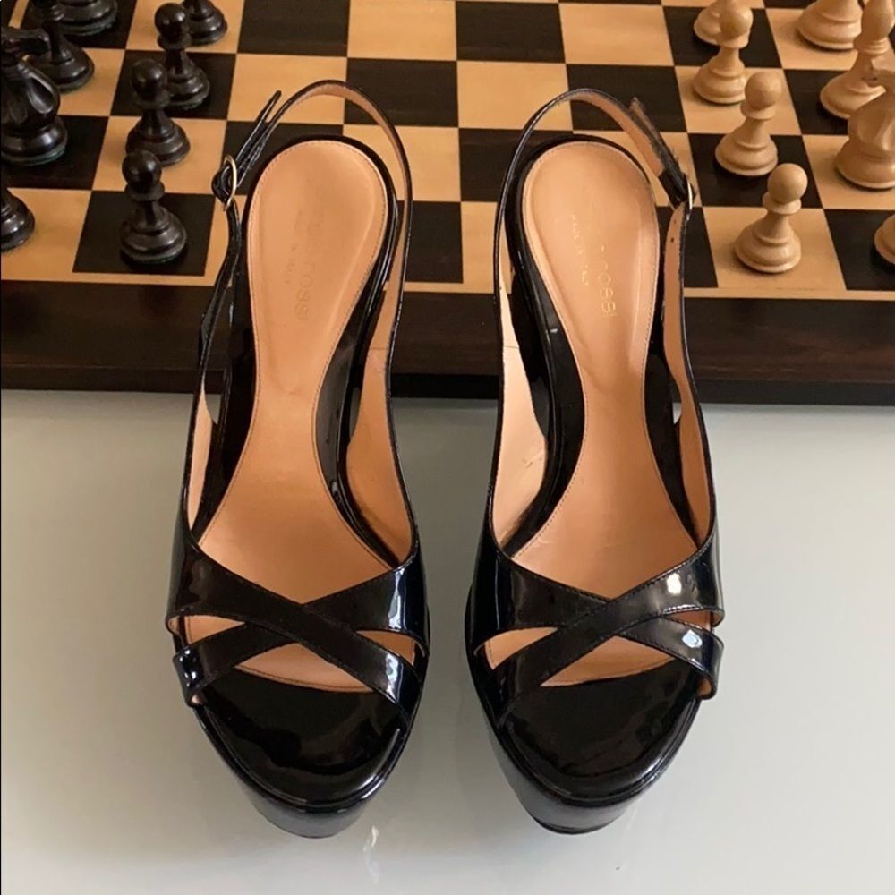 Sergio Rossi mirror patent wedges